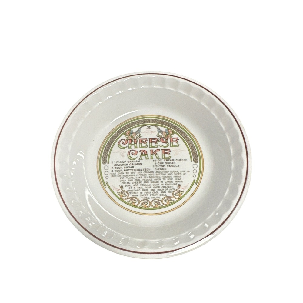 Vintage 1980s Hankook Ceramic Cheesecake Recipe Pie Dish Fluted 10.5 Inch Korea